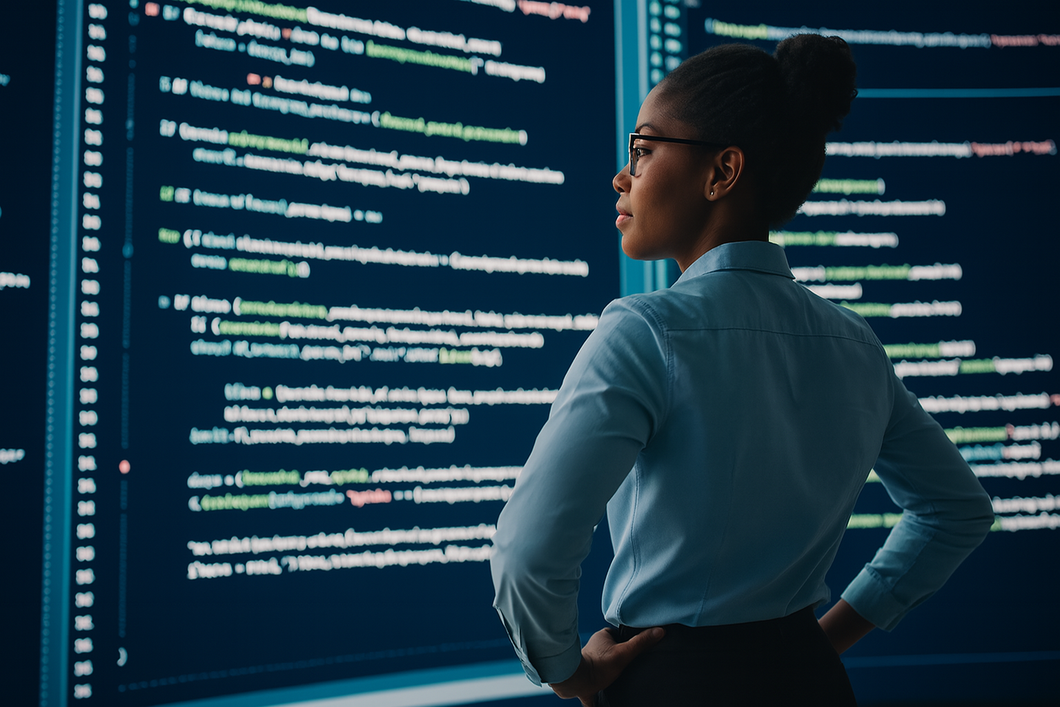 Engineer reviewing secure cloud platform code